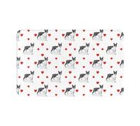 TZTTZT Tapis de bain absorbant et antidérapant, lavable en machine, motif terrier de Boston et cœurs, 76,2 x 50,8 cm