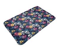TZTTZT Tapis de bain hawaïen imprimé floral tête de mort 76,2 x 50,8 cm, absorbant, antidérapant, lavable en machine, tapis de bain pour salle de bain