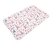 TZTTZT Tapis de bain imprimé Paris Eiffel rose, 76,2 x 50,8 cm, absorbant, antidérapant, lavable en machine, tapis de bain pour salle de bain