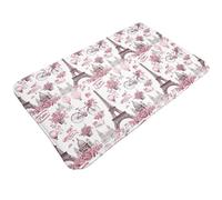TZTTZT Tapis de bain imprimé scène de rue de Paris rose, 76,2 x 50,8 cm, absorbant, antidérapant, lavable en machine, tapis de bain pour salle de bain