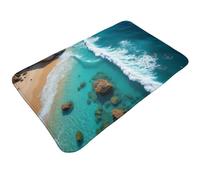 TZTTZT Tapis de bain moderne avec imprimé vagues de l'océan bleu, 76,2 x 50,8 cm, absorbant, antidérapant, lavable en machine, tapis de bain pour salle de bain