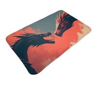 TZTTZT Tapis de bain rétro à imprimé duel de dragon rouge, 76,2 x 50,8 cm, absorbant, antidérapant, lavable en machine, tapis de bain pour salle de bain