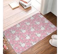 TZTTZT Tapis de Porte Avant Motif Fleur Rose Lapin pour Entrée Intérieur Extérieur Facile à Nettoyer Dernière Intervention Patio Tapis D'Entrée D'Air 16X
