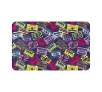 TZTTZT Tapis de salle de bain 76,2 x 50,8 cm, absorbant, antidérapant, lavable en machine, tapis de bain rétro à cassette musicale pour salle de bain
