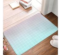 TZTTZT Tapis de salle de bain à imprimé quadrillage ombré rose aqua 40,6 x 61 cm, antidérapant, absorbant, lavable en machine, tapis de douche pour salle de bain