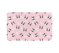 TZTTZT Tapis de salle de bain absorbant et antidérapant, lavable en machine, motif terrier de Boston, rose, 76,2 x 50,8 cm