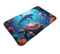 TZTTZT Tapis de salle de bain coloré imprimé amis de l'océan 76,2 x 50,8 cm, tapis de bain absorbant, antidérapant, lavable en machine, tapis de bain pour salle de bain