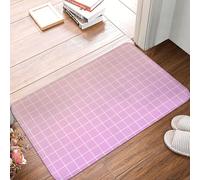 TZTTZT Tapis de salle de bain imprimé grille ombré rose pêche 40,6 x 61 cm, antidérapant, absorbant, lavable en machine, tapis de douche pour salle de bain