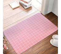 TZTTZT Tapis de salle de bain imprimé grille ombré rose rouge 40,6 x 61 cm, antidérapant, absorbant, lavable en machine, tapis de douche pour salle de bain