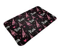 TZTTZT Tapis de salle de bain imprimé Paris Eiffel cœur 76,2 x 50,8 cm, absorbant, antidérapant, lavable en machine, tapis de bain pour salle de bain