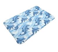 TZTTZT Tapis de salle de bain mignon imprimé dauphin océan 76,2 x 50,8 cm, absorbant, antidérapant, lavable en machine, tapis de bain pour salle de bain