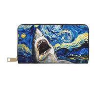TZTTZT Vintage Starry Sky Shark Wallet Women Leather Bifold Multi Card Wallet, Women Wallets Long Purse