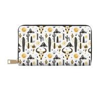 TZTTZT Western Sheep Skull Black Print Wallet Women Leather Bifold Multi Card Wallet, Long Purse Women Wallets