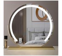 TZUFA Miroir De Maquillage Éclairé par LED 40 cm, 3 Couleurs À Intensité Variable, Table(Gold,50cm(19.6in))