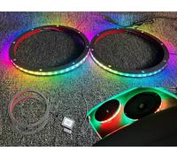 Tzvmny Lot de 2 anneaux de haut-parleur coaxiaux LED RVB avec entretoise de 1,3 cm - Étanches, application + télécommande - Universel pour voiture, camion, systèmes audio marins, modes flash