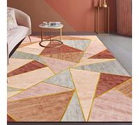Tzvpsu Deco Salon Motif Triangle géométrique Rose Jaune Gris Tapis d'eveil Bebe antiderapant 80x160cm