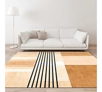 Tzvpsu Decoration Cuisine Moderne Design à Rayures géométriques Noir Jaune Lavable Doux Tapis Chambre Enfant Fille d'eveil Bebe 140x200cm