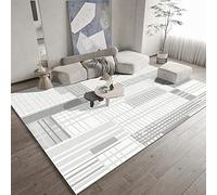 Tzvpsu Tapis Chambre Enfant Fille Motif à Carreaux géométriques Gris Blanc Rayures Modernes Deco pour bébé 100x160cm