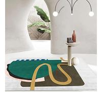 Tzvpsu Tapis d'éveil bébé Design géométrique Moderne Minimaliste Vert Jaune Brun décoration Chambre deveil 100x160cm