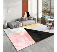 Tzvpsu Tapis Enfant Chambre Garcon Design géométrique Texturé en marbre Gris Jaune Rose Decoration Interieur Maison Doux Salon 100x160cm