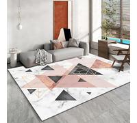 Tzvpsu Tapis Enfant Chambre Motif Triangle géométrique Texturé en marbre Gris Rose Decoration Adulte 80x160cm