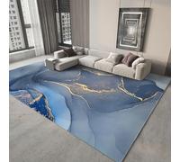Tzvpsu Tapis Salle a Manger Bleu Jaune Abstrait Art Graffiti Flux d'eau Design accesoire Chambres Decoration Salon Moderne 120x160cm