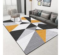 Tzvpsu Tapis Tapis Salon Doux Tapis Garcon Chambre Tapis Moderne Motif Triangle géométrique Jaune Noir Gris Moquette Salon 140x200cm