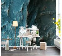 Tzxztt Abstrait Bleu Texture Rocheuse Nuages Blancs Fauve Papier Peint 3D Moderne Soie Texturée Haut De Gamme Idéal Pour Le Salon Et La Chambre à Coucher-300cm×210cm