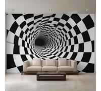 Tzxztt Abstrait Créatif Noir Et Blanc Géométrique Tunnel Papier Peint 3E Moderne Soie Texturée Haut De Gamme IdéAl Pour Le Salon Et La Chambre à Coucher-250cm×170cm