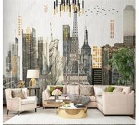 Tzxztt Abstrait Dessiné À La Main Architecture Urbaine Figures Art Papier Peint 3D Moderne Soie Texturée Haut De Gamme Idéal Pour Le Salon Et La Chambre à Coucher-150cm×105cm