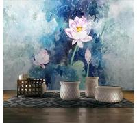 Tzxztt Abstrait En Relief Artistique Encre De Chine Serein Lotus Papier Peint 3D Moderne Soie Texturée Haut De Gamme Idéal Pour Le Salon Et La Chambre à Coucher-350cm×256cm