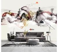 Tzxztt Abstrait Encre De Chine Atmosphère Lignes Paysage Papier Peint 3D Moderne Soie Texturée Haut De Gamme Idéal Pour Le Salon Et La Chambre à Coucher-250cm×170cm