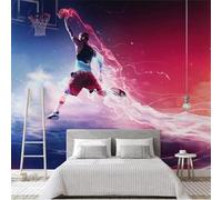 Tzxztt Abstrait Esthétique Basket Ball Personnages Sport Papier Peint 3d Moderne Soie Texturée Haut De Gamme IdéAl Pour Le Salon Et La Chambre à Coucher-250cm×170cm