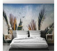 Tzxztt Abstrait Géométrique Oiseaux En Vol Plantes Feuilles Papier Peint 3E Moderne Soie Texturée Haut De Gamme IdéAl Pour Le Salon Et La Chambre à Coucher-400cm×280cm
