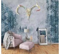Tzxztt Abstrait Nostalgie Campagne Élan Forêt Papier Peint 3D Moderne Soie Texturée Haut De Gamme Idéal Pour Le Salon Et La Chambre à Coucher-400cm×280cm
