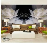 Tzxztt Abstrait Soie Nostalgie Rétro Art Fleur De Lotus Blanche Papier Peint 3D Moderne Soie Texturée Haut De Gamme Idéal Pour Le Salon Et La Chambre à Coucher-150cm×105cm