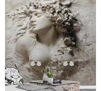 Tzxztt Abstrait Tridimensionnel Relief Gris Beauté Sculpture Papier Peint 3E Moderne Soie Texturée Haut De Gamme IdéAl Pour Le Salon Et La Chambre à Coucher-350cm×256cm