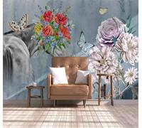 Tzxztt Animaux Chevaux Fleurs Et Papillons Dessinés À La Main Papier Peint 3D Moderne Soie Texturée Haut De Gamme Idéal Pour Le Salon Et La Chambre à Coucher-400cm×280cm