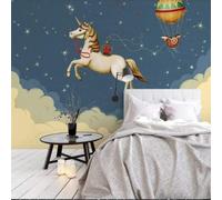 Tzxztt Animaux De Bande Dessinée Créatifs Représentant Un Ciel Étoilé Et Un Cheval Papier Peint 3E Moderne Soie Texturée Haut De Gamme IdéAl Pour Le Salon Et La Chambre à Coucher-430cm×300cm