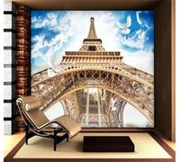 Tzxztt Architecture Tridimensionnelle Ciel Bleu Nuages Blancs Oiseaux En Vol Papier Peint 3D Moderne Soie Texturée Haut De Gamme Idéal Pour Le Salon Et La Chambre à Coucher-400cm×280cm