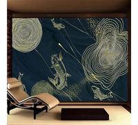 Tzxztt Art Abstrait Doré Lignes Petits Poissons Papier Peint 3E Moderne Soie Texturée Haut De Gamme IdéAl Pour Le Salon Et La Chambre à Coucher-150cm×105cm