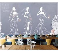 Tzxztt Art Minimaliste Représentant Des Figures Et Des Fleurs Dessinées À La Main Papier Peint 3E Moderne Soie Texturée Haut De Gamme IdéAl Pour Le Salon Et La Chambre à Coucher-250cm×170cm