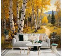 Tzxztt Automne Doré Forêt Sommets Sentier Papier Peint 3D Moderne Soie Texturée Haut De Gamme Idéal Pour Le Salon Et La Chambre à Coucher-300cm×210cm