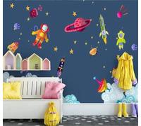 Tzxztt Bande Dessinée Fantastique Espace Planète Vaisseau Spatial Papier Peint 3D Moderne Soie Texturée Haut De Gamme Idéal Pour Le Salon Et La Chambre à Coucher-350cm×256cm