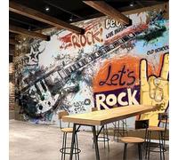 Tzxztt Bar À Musique Rock Avec Guitare Graffiti Vintage Papier Peint 3E Moderne Soie Texturée Haut De Gamme IdéAl Pour Le Salon Et La Chambre à Coucher-150cm×105cm