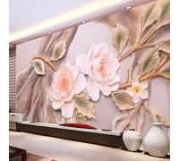 Tzxztt Bas Relief Branches Rose Fleurs Créatif Papier Peint 3d Moderne Soie Texturée Haut De Gamme IdéAl Pour Le Salon Et La Chambre à Coucher-430cm×300cm