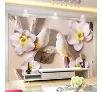 Tzxztt Bas Relief Simplicité Branches Fleurs Petits Oiseaux Papier Peint 3d Moderne Soie Texturée Haut De Gamme IdéAl Pour Le Salon Et La Chambre à Coucher-250cm×170cm