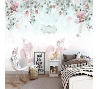 Tzxztt Beaux Fleurs Colorées Plantes Papillons Cerfs Sika Papier Peint 3E Moderne Soie Texturée Haut De Gamme IdéAl Pour Le Salon Et La Chambre à Coucher-400cm×280cm