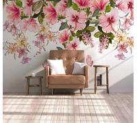 Tzxztt Belles Plantes Fleurs Roses Papillons Papier Peint 3E Moderne Soie Texturée Haut De Gamme Idéal Pour Le Salon Et La Chambre à Coucher-300cm×210cm