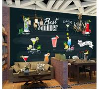 Tzxztt Boissons Estivales Peintes À La Main Sur Tableau Noir Jus De Fruits Papier Peint 3E Moderne Soie Texturée Haut De Gamme Idéal Pour Le Salon Et La Chambre à Coucher-300cm×210cm